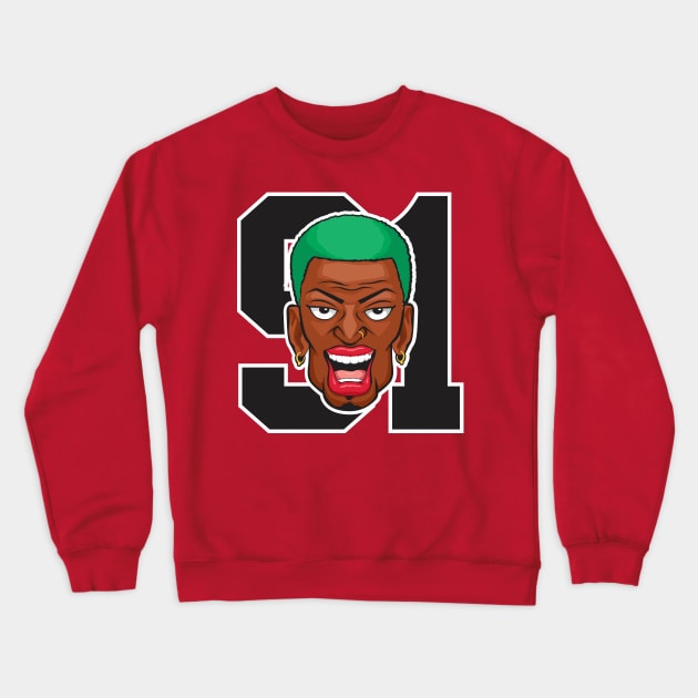 Dennis Rodman 91 Crewneck Sweatshirt by Diskarteh